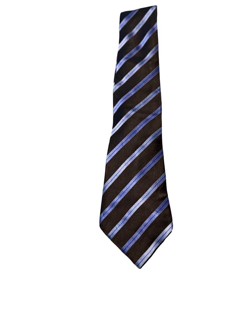 Sean John Black/Blue Striped 100% Silk Tie Necktie